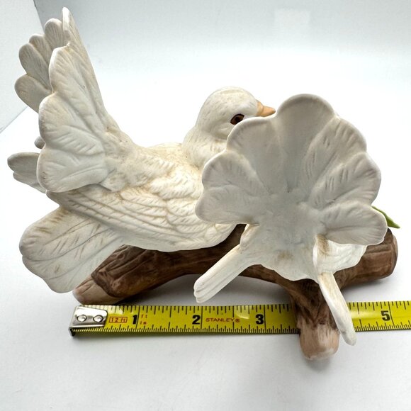 Homco Ceramic Courtship Love White Dove Birds Sitting on a Branch Figurine Vtg - Picture 3 of 13